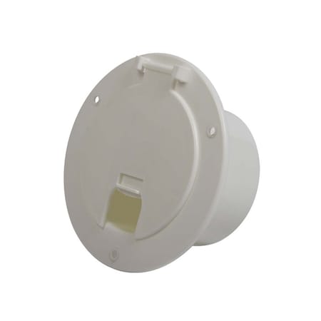 Superior Electric Deluxe Round Electric Cable Hatch with Back for 30A & 50A Cords - White RVA1568